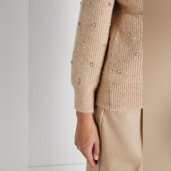 Wool mix sweater with crystals. Open back sweater. NWT - Picture 3 of 9